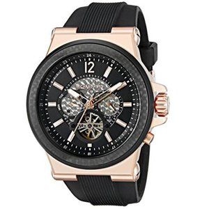 Michael Kors Men's Automatic Dylan Black Silicone Strap Watch